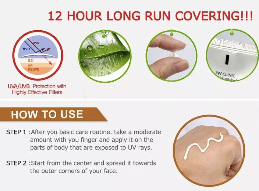 3W Clinic Intensive UV Sunblock Cream SPF50 PA+++ 70ml / 2.37 fl.oz(Pack of 2)