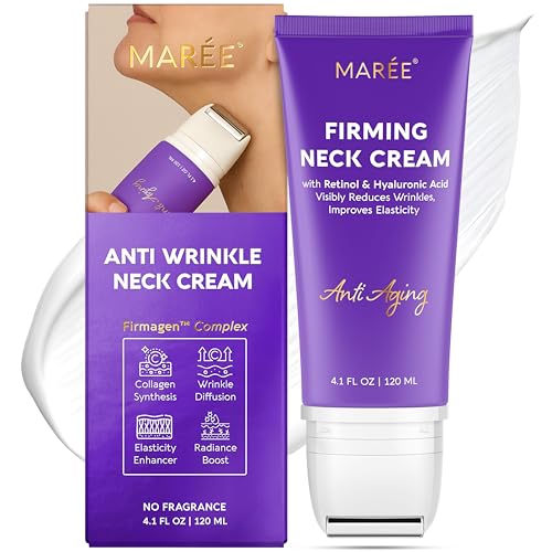MAREE Neck Cream with Face Roller - Neck Creams For Tightening and Firming - Pro Retinol & AH-8 Firming Neck Cream Roller - Face Double Chin Wrinkle Beauty and Personal Care MAREE Default Title