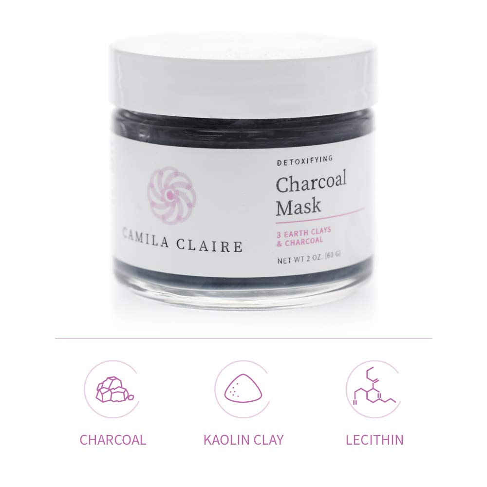 CAMILA CLAIRE DETOXIFYING CHARCOAL MASK: Helps Oil Control | Counteracts Daily Pollutants | Gently Cleanses Stressed Oily Skin | Made With Charcoal