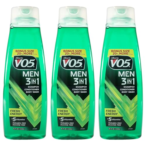 Alberto VO5 3-in-1 Fresh Energy Shampoo Conditioner and Body Wash for Unisex - 15 oz Body Wash - Pack of 3
