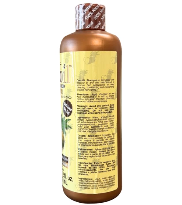 Coconut Oil Hair Care Bundle - Shampoo 32.12 fl oz, Hair styling Cream 8.45 fl oz, and Pure Coconut Oil with Biotin 2.8 fl oz - Revitalize, Nourish