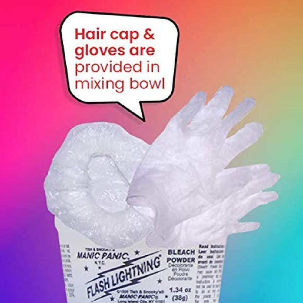 MANIC PANIC Flash Lightning Super Strength Bleach Kit - 40 Volume Developer + Bleach Powder - Hair Lightener for Dark Hair + Lifting up to 7 Levels Beauty and Personal Care MANIC PANIC