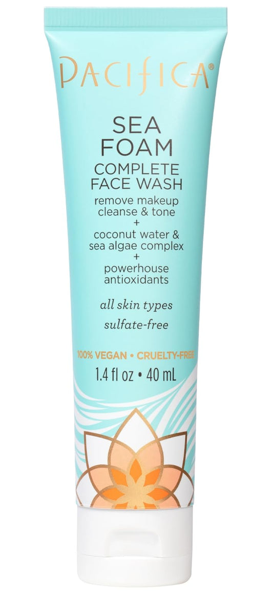 Pacifica Face Wash - Sea Foam Mini Travel Size, Skincare, Daily Gentle Foaming Cleanser, Makeup Remover, Face Cleanser, Skin Care, For Combination Beauty & Personal Care Pacifica