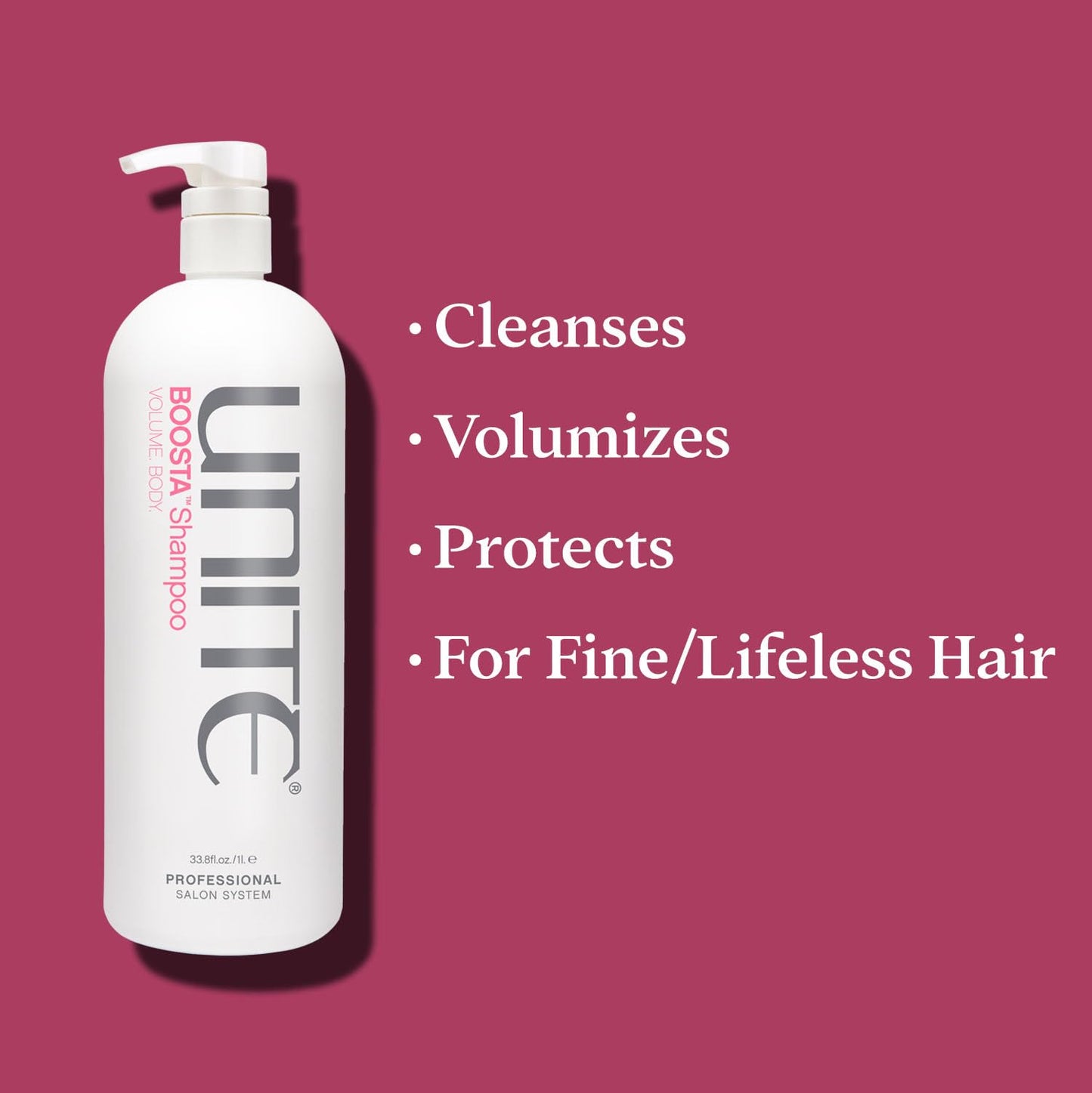 UNITE Hair - BOOSTA Shampoo - Volumizing, Sulfate-Free Shampoo for Fine, Limp Hair - Adds Volume, Body & Shine, Safe for Extensions, Vegan