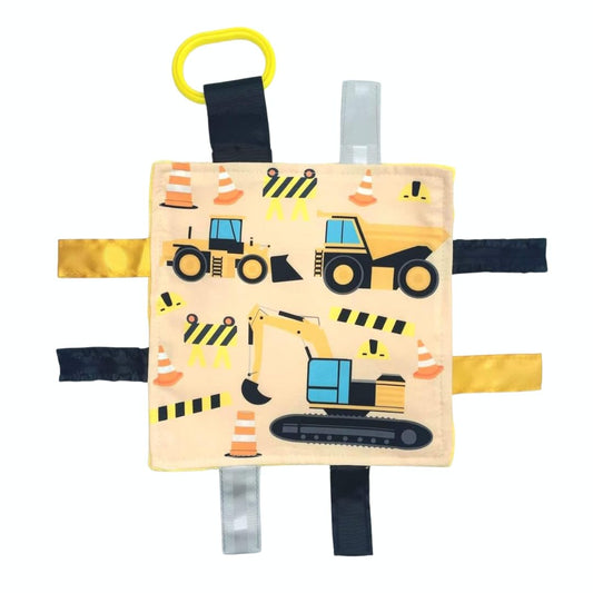 Baby Jack & Co 8x8” Construction Lovey Tag Toy for Babies - Baby Crinkle Toy - Soft & Safe - Learn Shapes & Colors - Ideal Baby Toy - BPA Free…