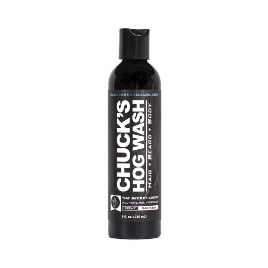 Chuck's Hog Wash - All Natural Beard and Body Wash - The Secret Agent Scent, 8oz - Leaves Your Beard Softer than its Ever Been and is Suitable Beauty & Personal Care Badass Beard Care