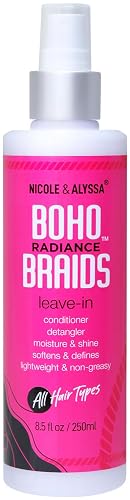 Nicole & Alyssa Leave-In Conditioner Spray for Boho & Crochet Styles, Lightweight Moisturizing Detangler, Curl-Friendly Formula, Frizz Control