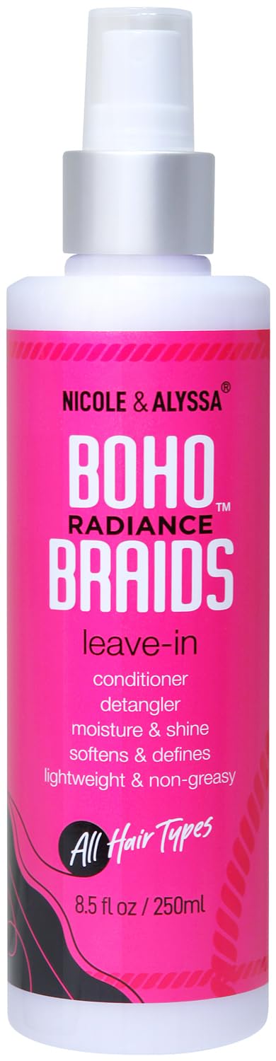 Nicole & Alyssa Leave-In Conditioner Spray for Boho & Crochet Styles, Lightweight Moisturizing Detangler, Curl-Friendly Formula, Frizz Control