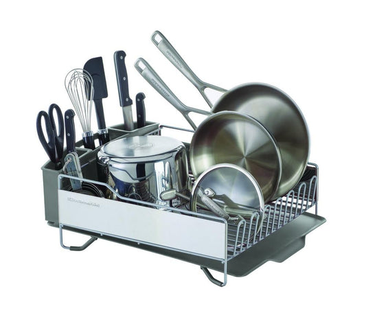 KitchenAid Large Capacity Dish Rack – Rust-Resistant, Full-Size with Angled Drain Board & Removable Flatware Caddy, Light Grey