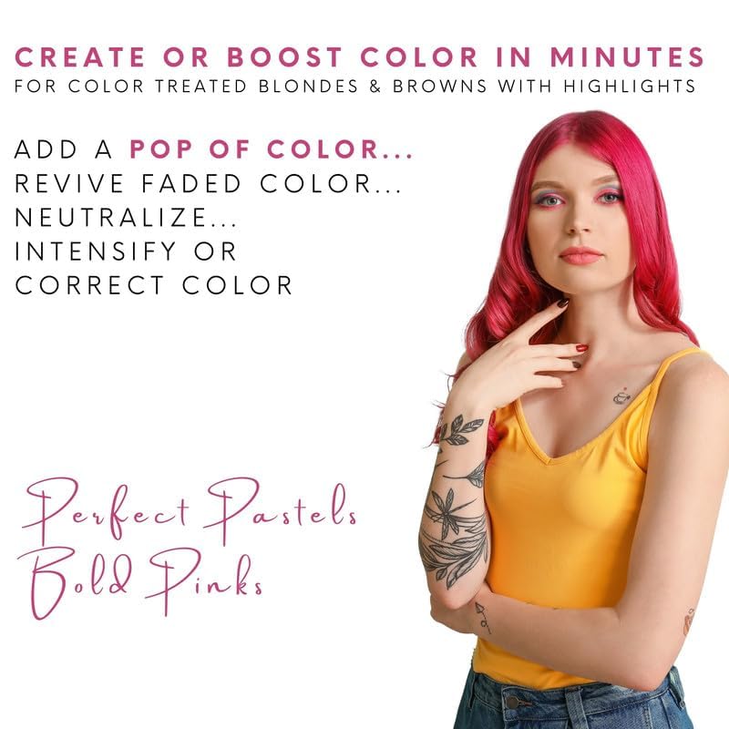 Watercolors Intense Color Depositing Shampoo, Semi Permanent Hair Color 8.5 oz - PINK