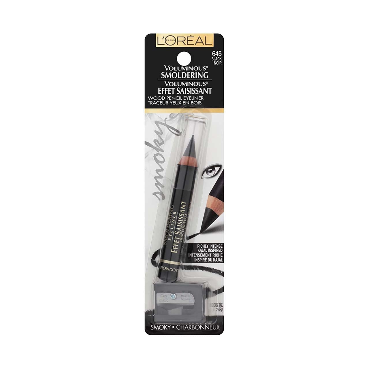 L’Oreal ParisVoluminous Smoldering Liner, Black [645] 0.09 oz (Pack of 3)