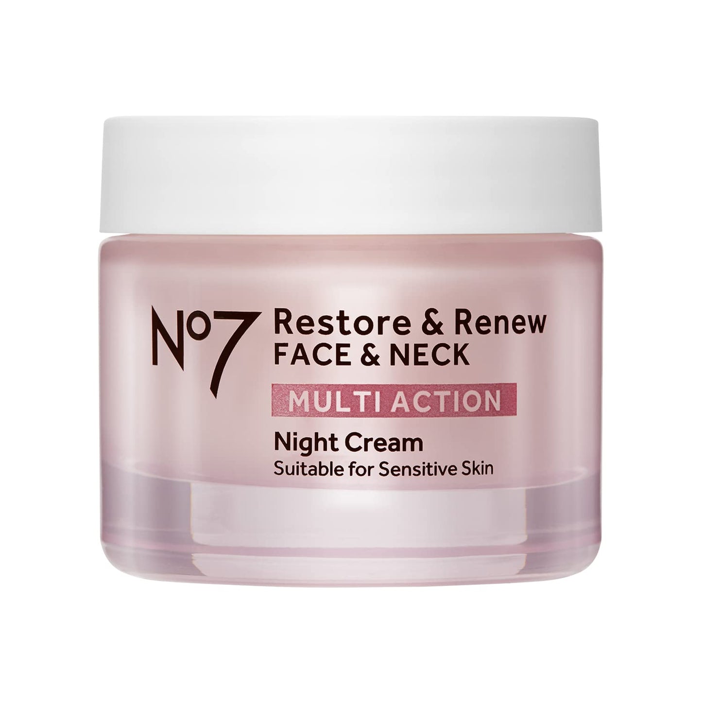 No7 Restore & Renew Multi Action Night Cream for Face & Neck - Nighttime Face Moisturizer with Collagen Peptides - Anti Aging Skin Care for Crepey