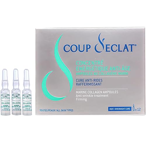 Coup d'Eclat 12 Piece Marine Collagen Ampoules - Anti-Aging Skin Care, Rejuvenating Facial Serum for Fine Lines & Wrinkles, Plumping & Hydrating, 12