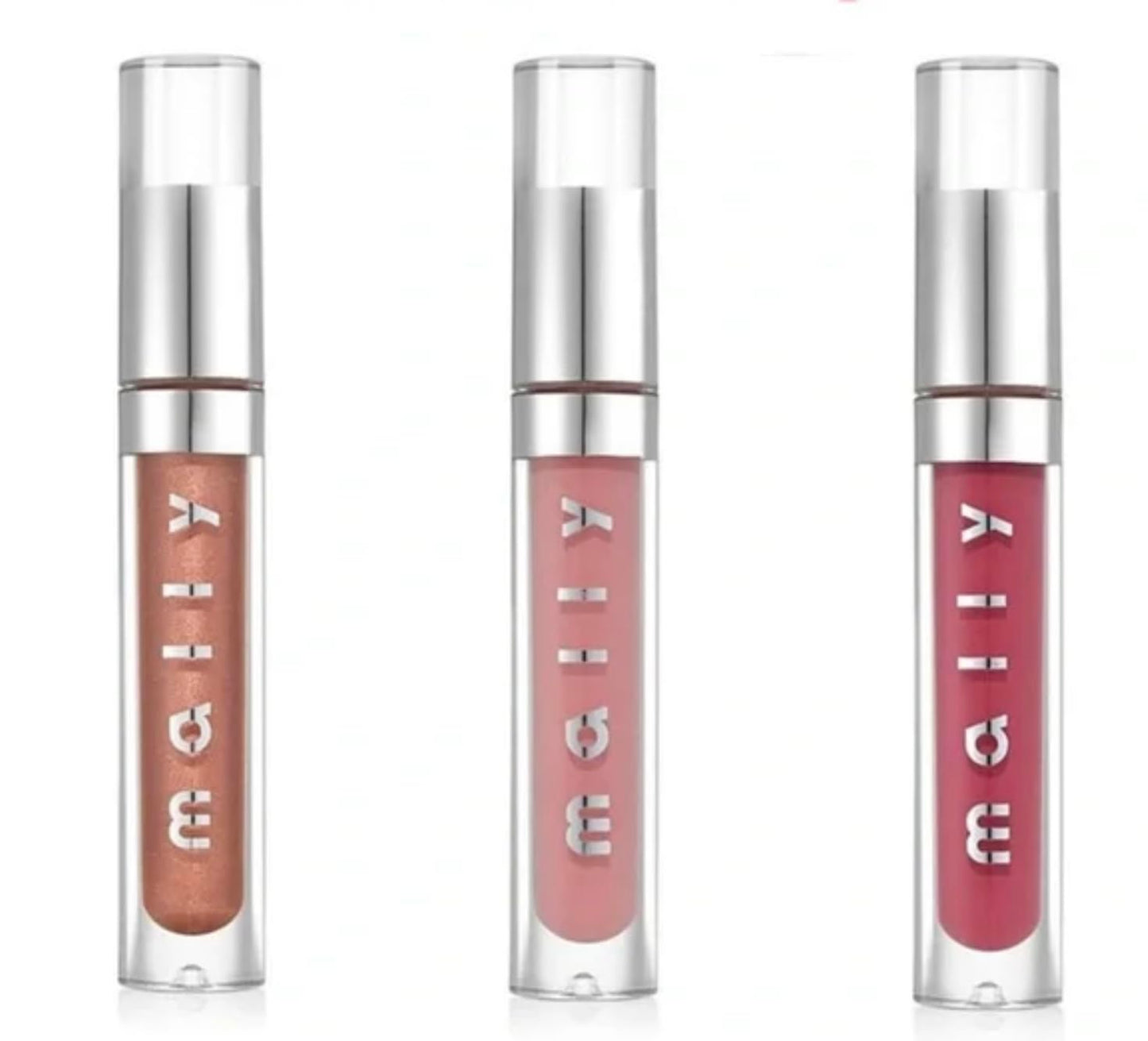 Mally H3 Lip Gloss Trio Gift Set - High-Shine Hydrating Lightweight - Shimmering Nude, Orchid Berry, Pink Daisy