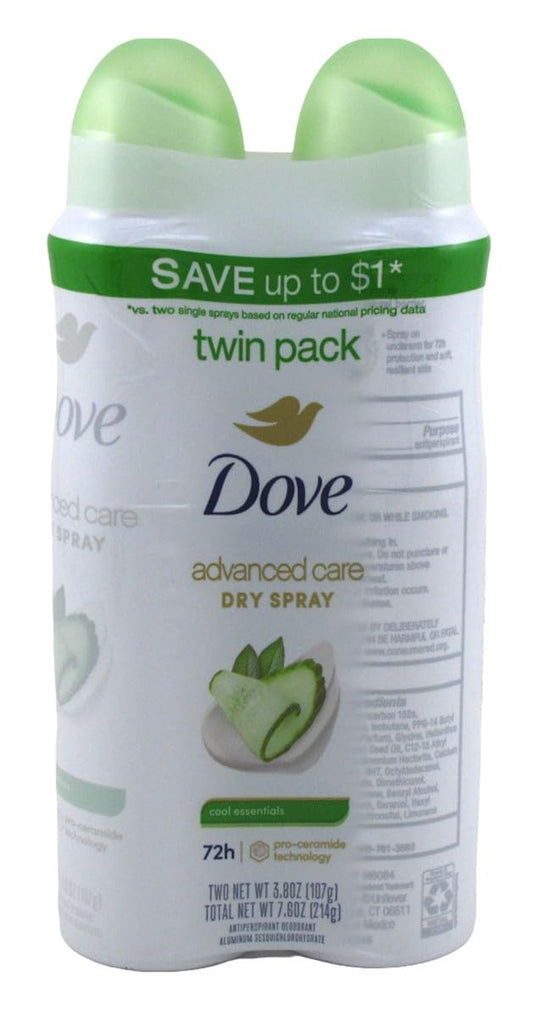 Dove, Deodorant Dry Spray Advanced Care Cool Essentials Twin Pack, 7.6 Ounce Beauty and Personal Care Dove