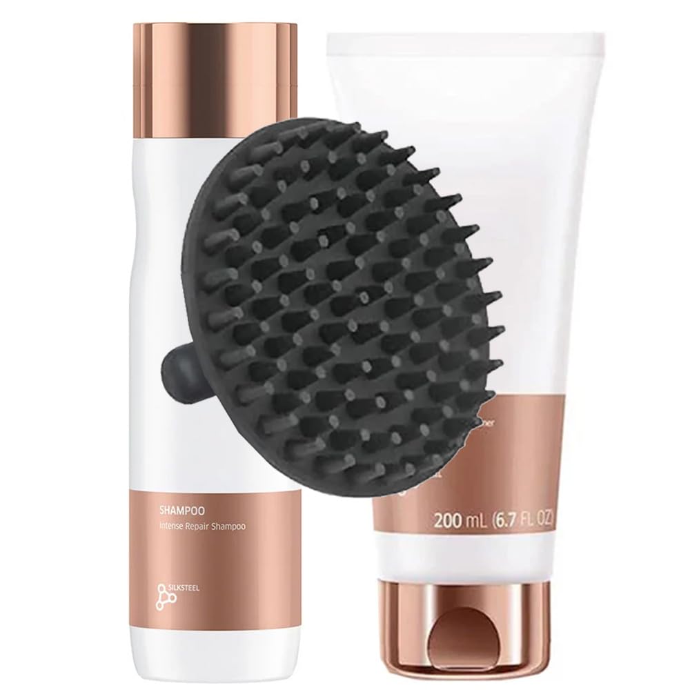 Fusion Intense Repair Shampoo & Conditioner Set + M Hair Designs Scalp Brush (Bundle) - Keratin-Infused, Damage Repair, Sulfate-Free Hair Care
