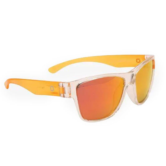 Optic Nerve - 2022 Premium & Affordable Polarized Wayfarer Sunglasses for Girls, Tag Edition with Crystal Clear/Orange Frame/Smoke/Red Mirror Lens