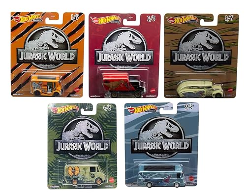 Hot Wheels Jurassic World 2022 Premium Pop Culture Complete 5 Car Diecast Set DLB45-946Q Release