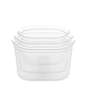 Zip Top Reusable Food Storage Bags | 3 Dish Set [Frost] | Silicone Meal Prep Container | Microwave, Dishwasher and Freezer Safe | Made in the USA