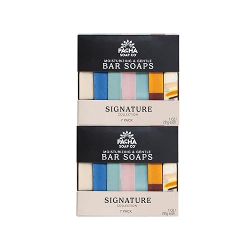 Pacha Soap Co. Bar Soap Variety Set - Signature Scents, Premium Handcrafted Trial & Travel Size Bars for Face, Hands & Body, Hydrating Formula