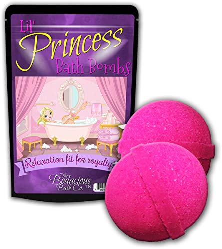 Lil Princess Bath Bombs - Pretty Pink Luxurious Home Spa for Girls, Stocking Stuffers for Young Ladies, XL Bath Fizzers, Handmade in The USA