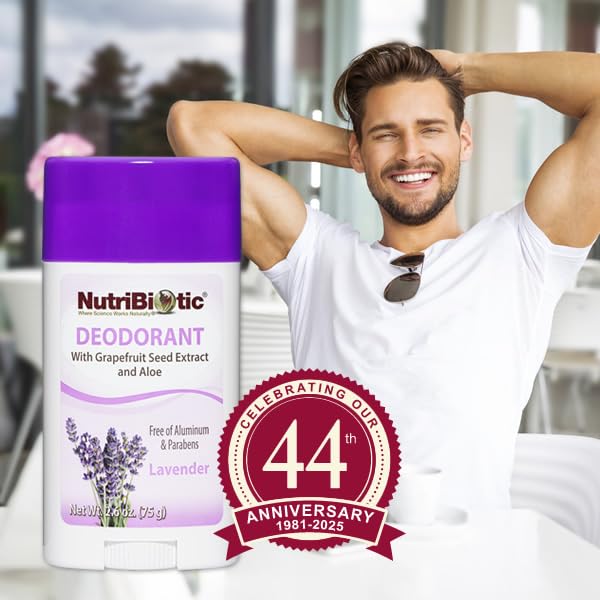 NutriBiotic Deodorant, Lavender, 2.6 Oz Stick Twin Pack - with Witch Hazel, Grapefruit Seed Extract, Aloe & Lavender Oil - Vegan & Free of Aluminum Beauty and Personal Care NutriBiotic