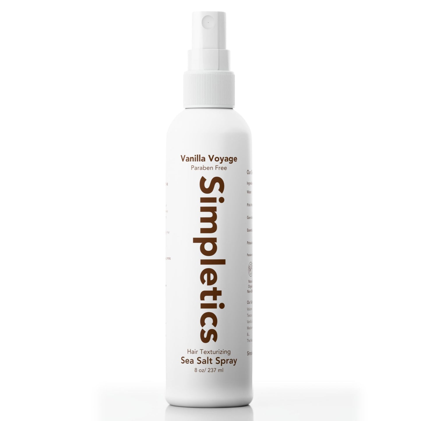 Simpletics Himalayan Sea Salt Hair Spray (Vanilla Scent) - Natural 5-Ingredient Formula for Beach Waves & Volume - Light Hold, Non-Greasy, Paraben Beauty and Personal Care Simpletics