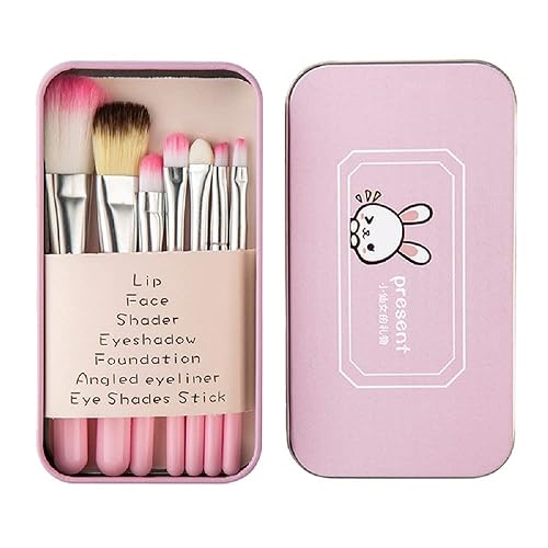 Pimoys Children Makeup Brushes, 7Pcs Makeup Brush Set Foundation Eyebrow Eyeliner Brush Cosmetic Concealer Brushes for Kids Girls, Women trave - Pink
