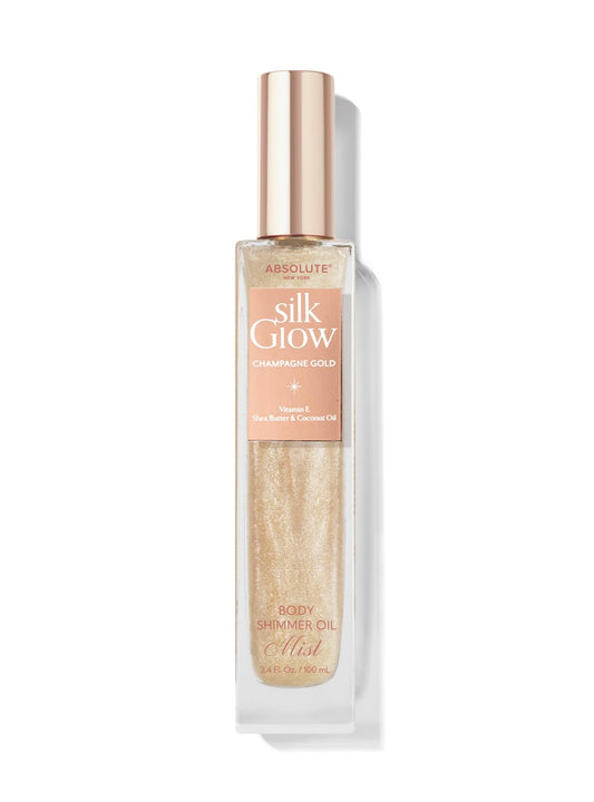 Absolute New York - Silk Glow Shimmer Mist Glow, Radiant, Shimmer Body & Face & Hair, Shea Butter, Coconut Oil, Vitamin E (SBGS03 Champagne Gold Mist