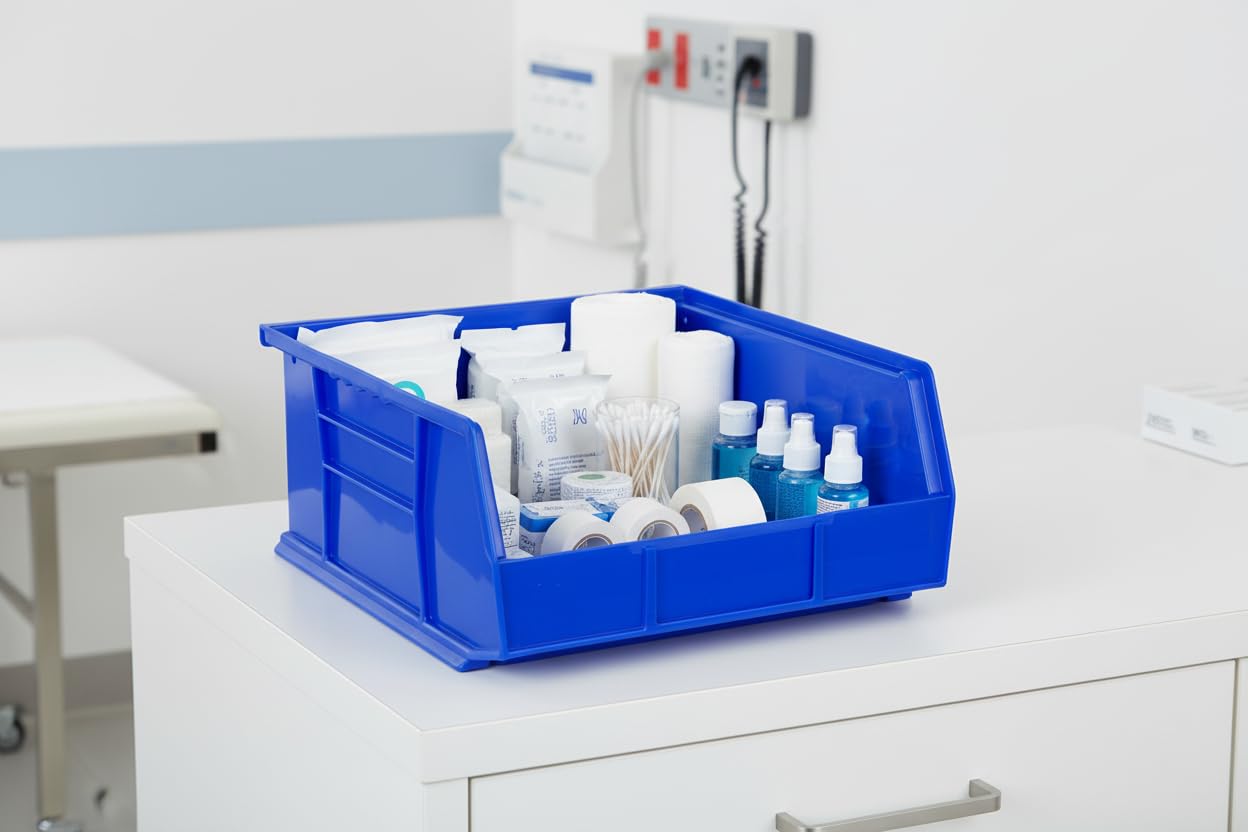 Hudson Exchange 11" x 11" x 5" Plastic Stackable Storage Bin and Hanging Container (Blue, 1 Pack)