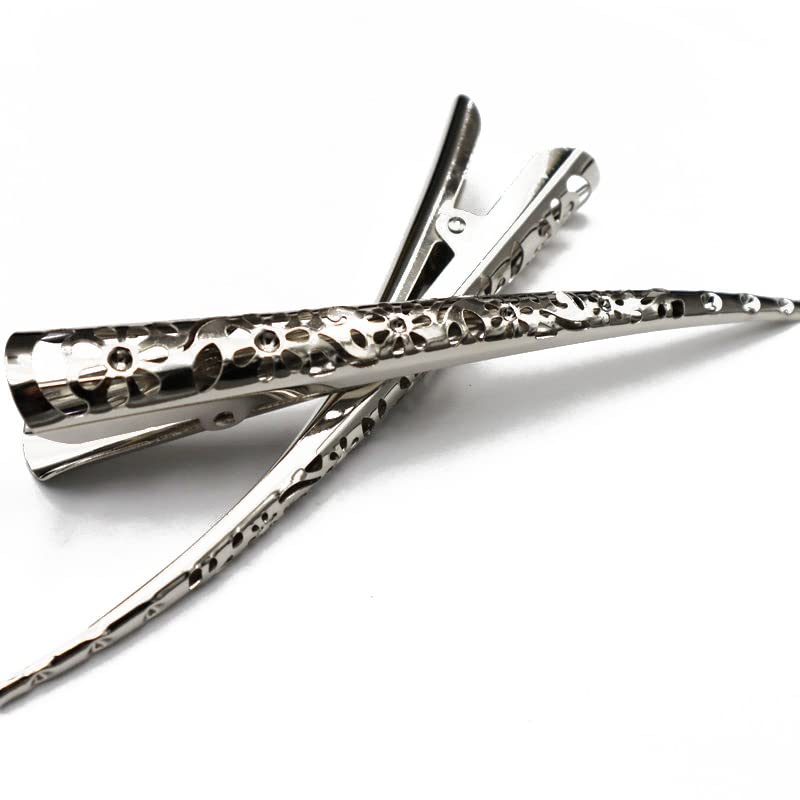 4 Pack Strong Hollow Bite force Alligator Metal Hair Clips 5.3" Large Duckbill Clips Hair Barrettes with Teeth Hair Pins Hair Slide Stylish for Women