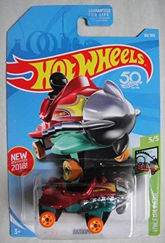 HW 2018 50th Anniversary HW Fun Park Bazoomka (Propeller Plane Car) 60/365, Red and Green