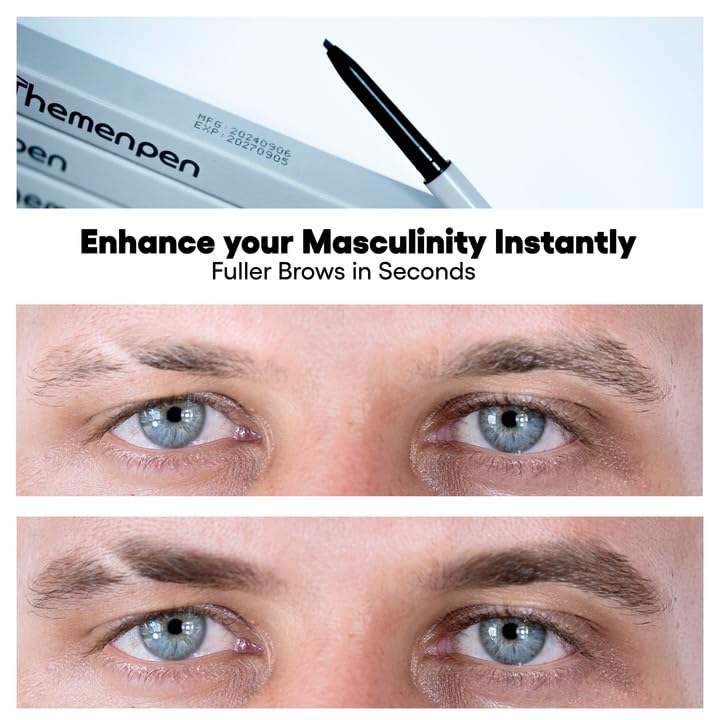 The Men Pen - Waterproof Eyebrow Pen | Beard Filler for Men | Microblading Eyebrow Pen | Hair Filler | Anti-Smudge | Mustache, Beard & Eyebrow Filler