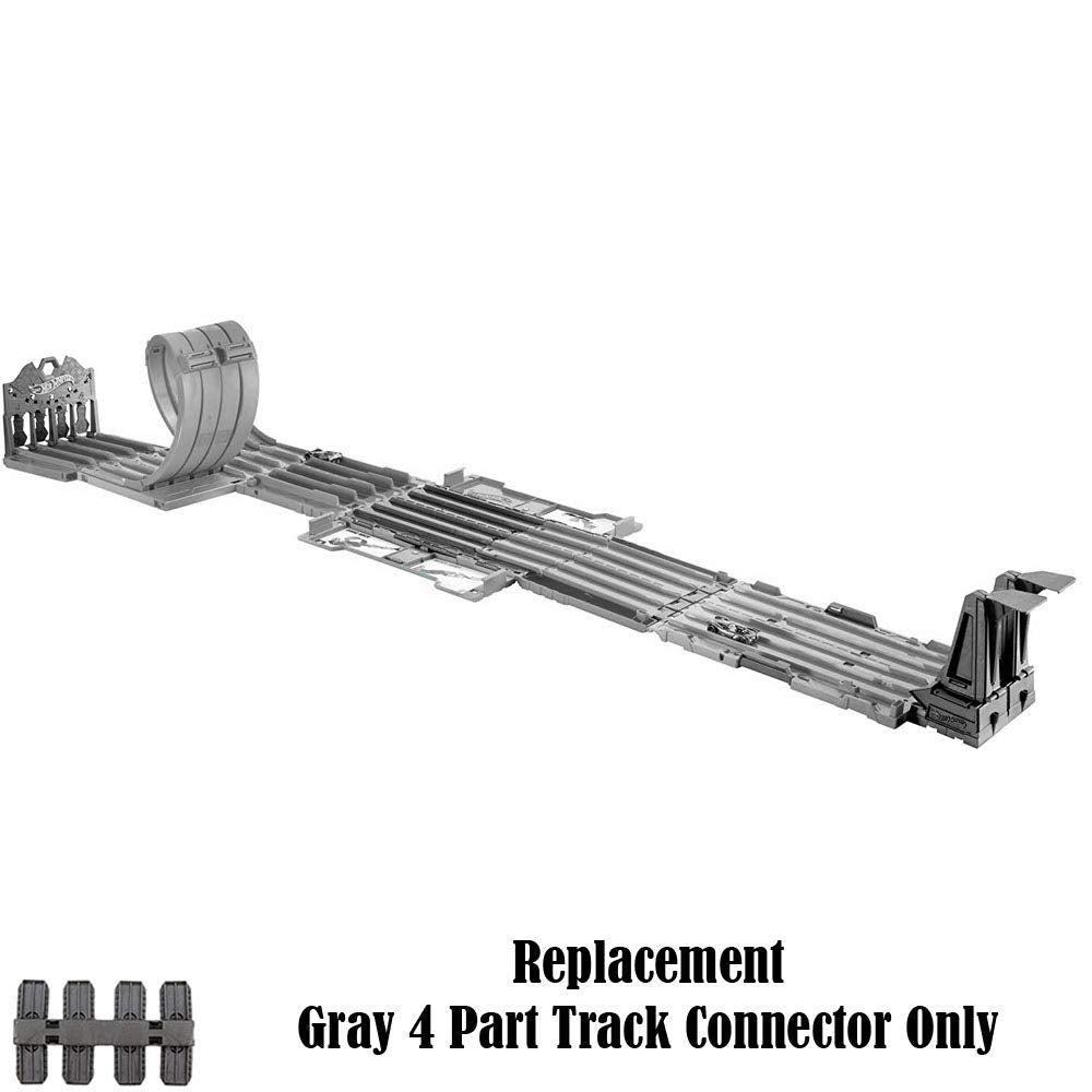 Hot Wheels Replacement Gray 4 Part Track Connector for FTH77 - HO Scale 1:64 Track Builder System Race Crate