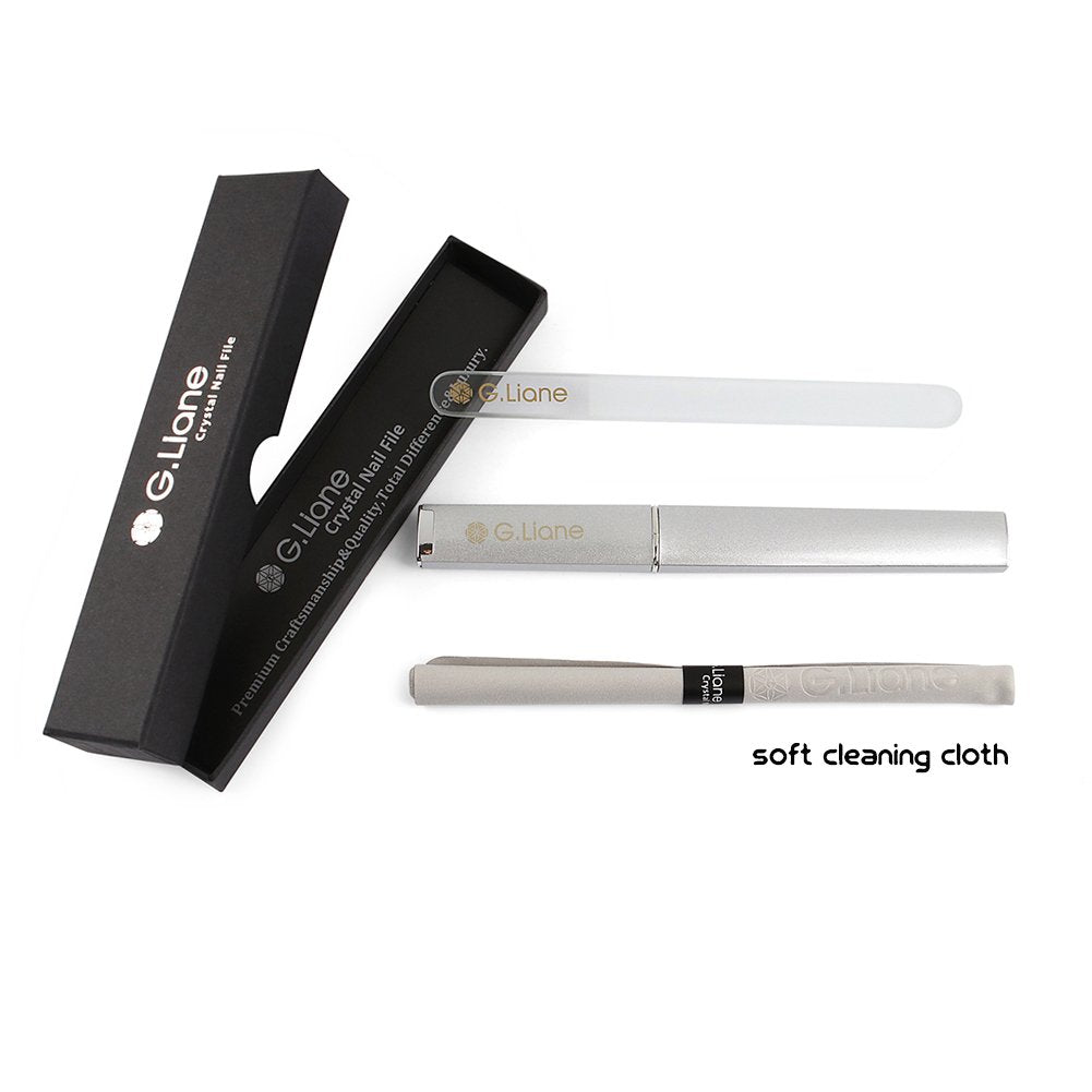 G.Liane Crystal Glass Nail File Professional Double Sided Etched Crystal Nail File Set for Nail Art & Nail Care Alternative to Metal Nail Files Emery
