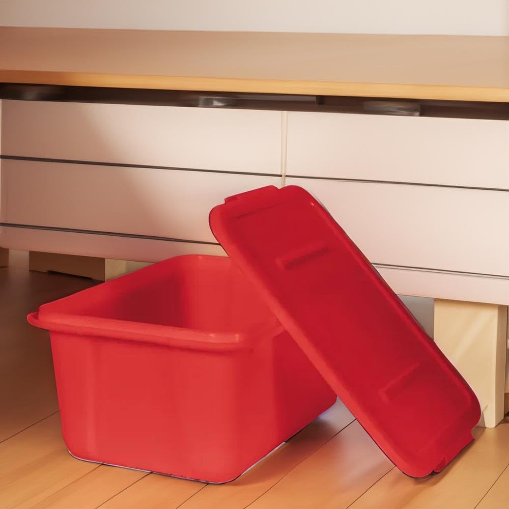 School Smart Storage Bin with Non-Snap Lid, 15 Quart, Red