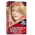 REVLON Colorsilk Beautiful Color Permanent Hair Color with 3D Gel Technology & Keratin, 100% Gray Coverage Hair Dye, 81 Light Blonde