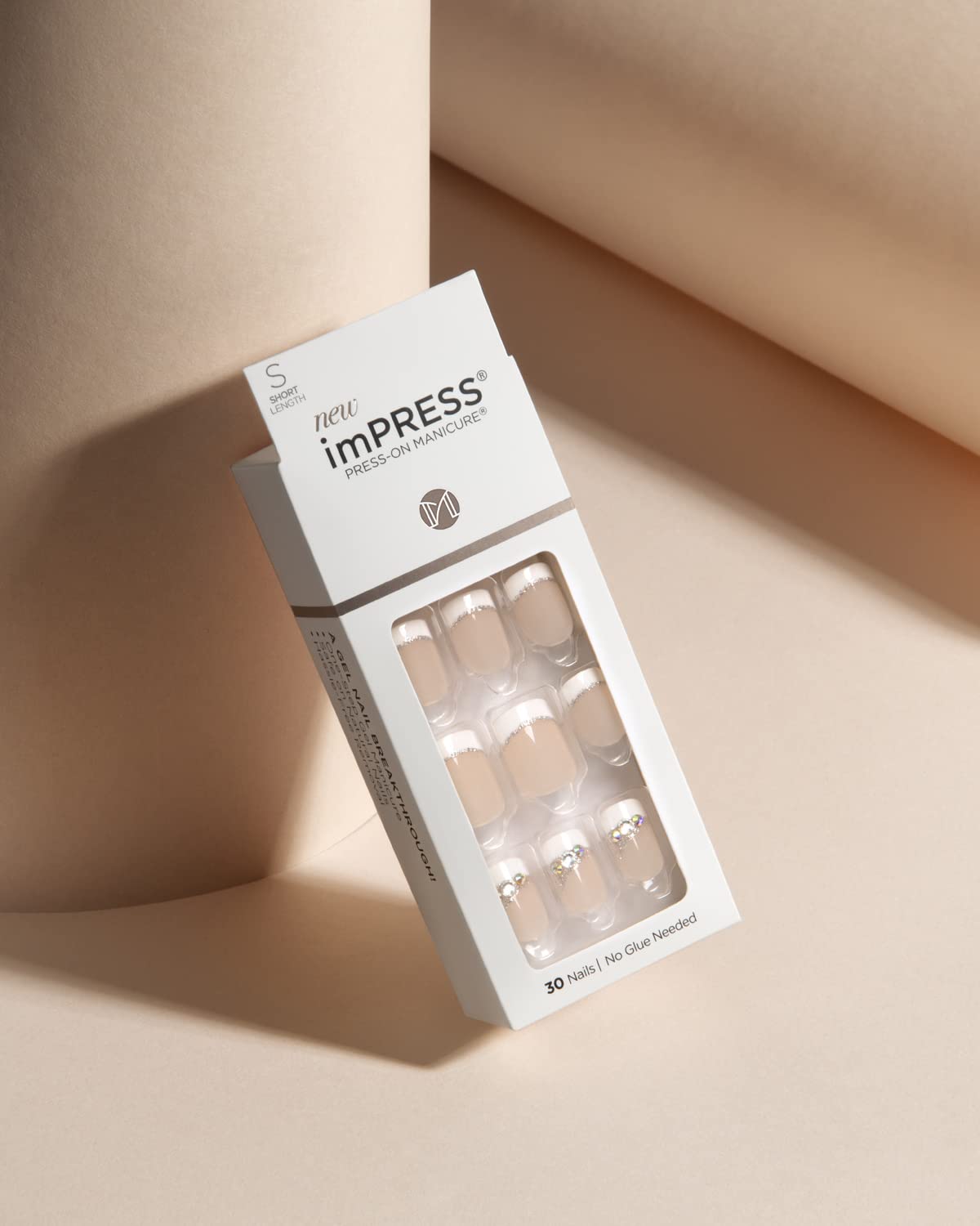 KISS imPRESS Press-On Manicure, Believe, Short Length Square, with PureFit Technology, Includes Prep Pad, Mini File, Cuticle Stick, and 30 Fake Nails Beauty & Personal Care KISS