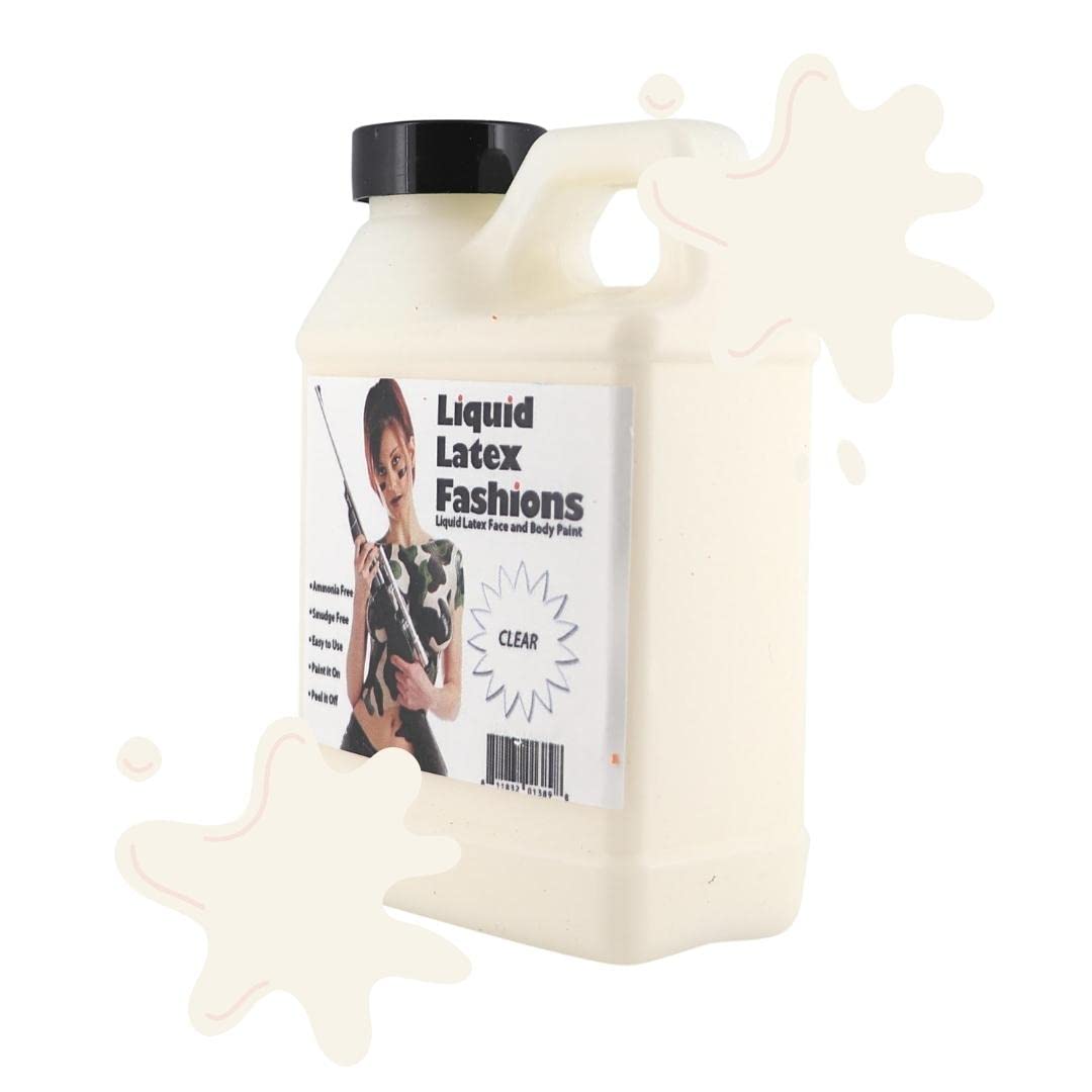 Clear 8 Oz - Liquid Latex Body Paint, Ammonia Free No Odor, Easy On and Off, Cosplay Makeup, Creates Professional Monster, Zombie Arts
