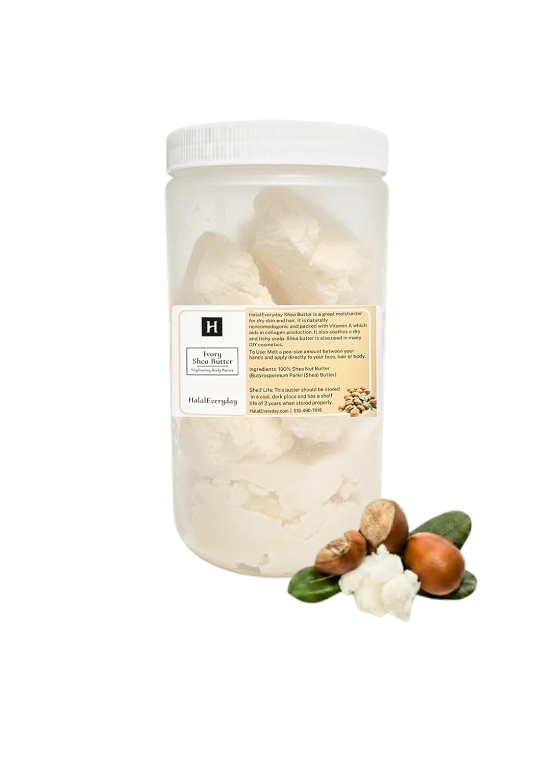 HalalEveryDay 28 oz Ivory Shea Butter- 100% Pure All Natural- Unrefined Organic Raw from Ghana- Raw African Shea Butter, Perfect for Skin, Face, Body