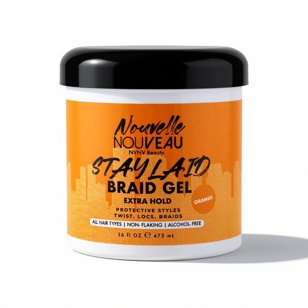 Nouvelle NOUVEAU Stay Laid Braid Gel, Extra Hold, Alcohol Free, Orange Scent, 16 oz
