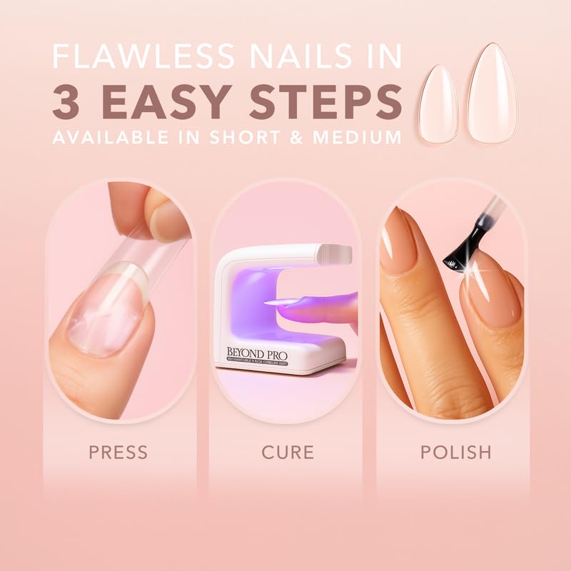 Kiara Sky Gelly Tips Starter Kit | Includes Prep, Primer, Builder, Top Coat, Tips | Almond Short