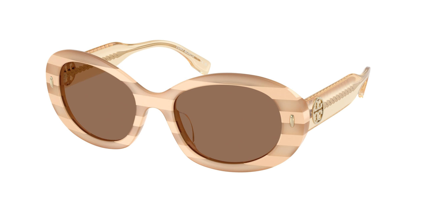 Tory Burch Sunglasses TY 7214 U 318173 Nude Stripe/Dark Brown Polyamide Standa