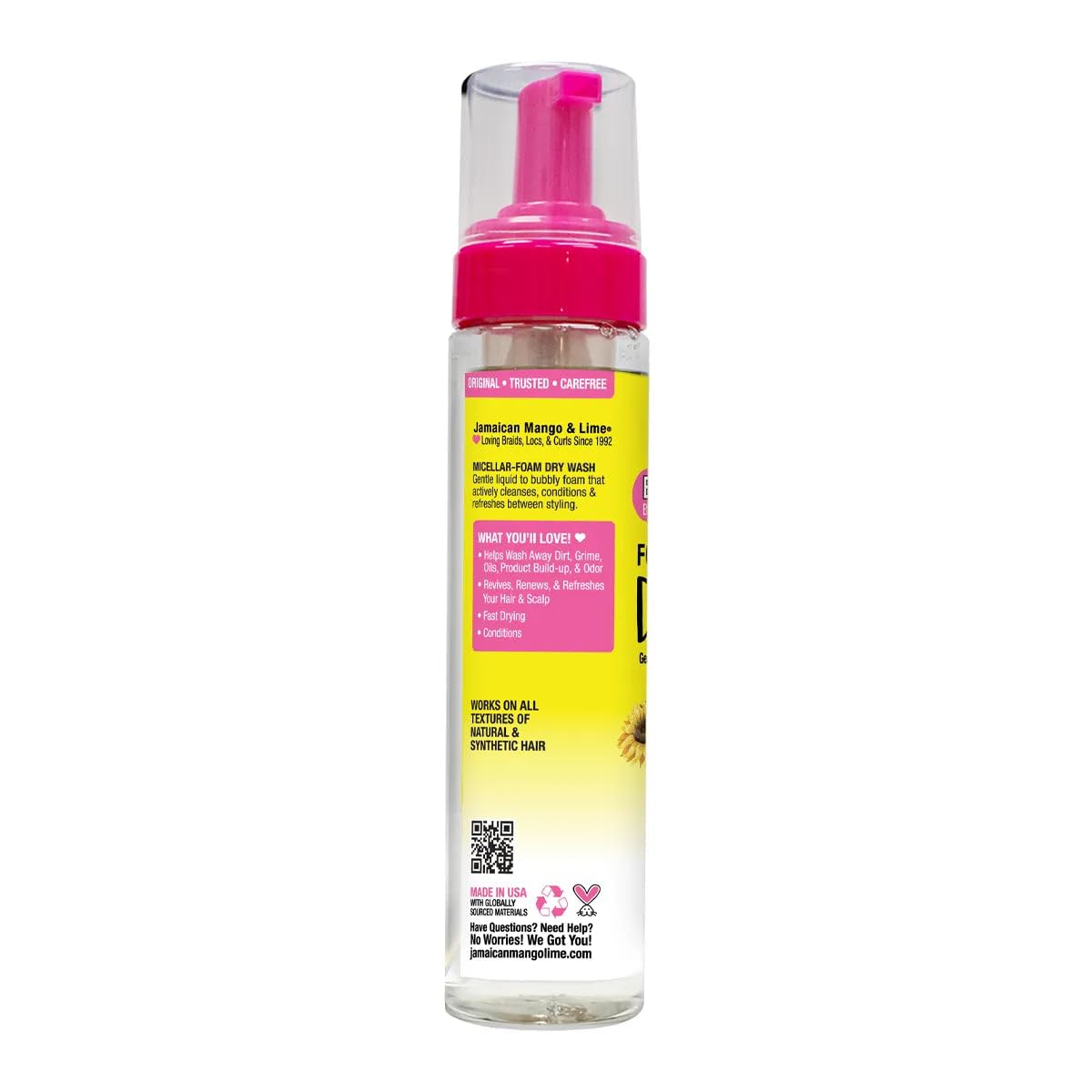 Jamaican Mango & Lime Braids Your Way Dry Wash - Gentle Cleansing Foam for Braids, Locs & Twists - No-Rinse Dry Shampoo for Scalp