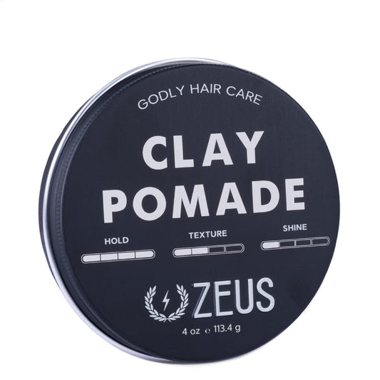 ZEUS Clay Pomade for Men, Matte Finish, Water Soluble & Extra Firm Hold Hair Styling Clay Pomade - MADE IN USA (4 oz.)