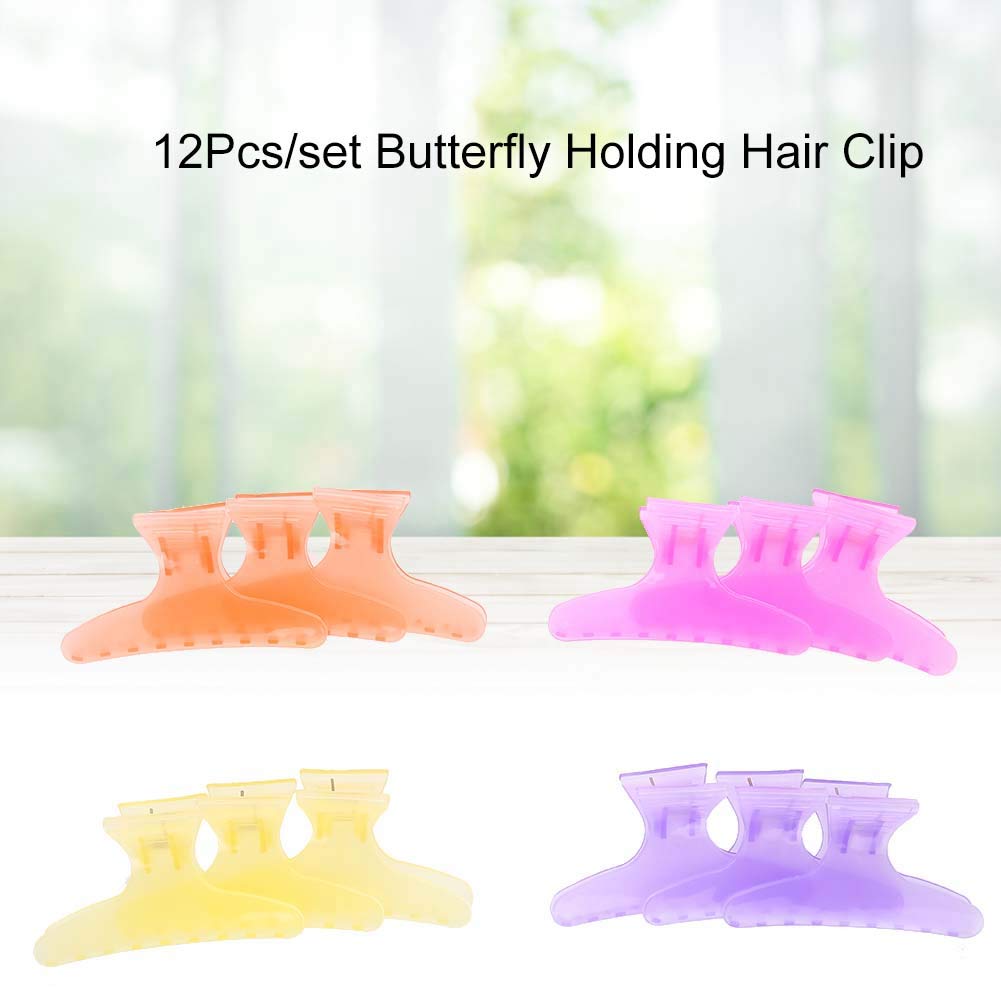 12Pcs Professional Salon Hair Claw, Butterfly Holding Hair Clip, Non-slip Butterfly Hair Clamps Chic Styling Claw Hair Clamps Salon Hair Color Perm
