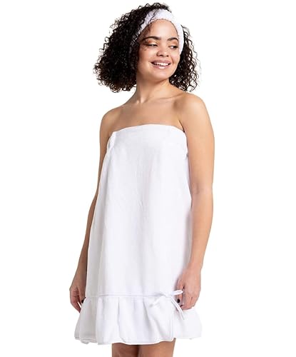 Bella il Fiore Spa Wrap - Towel Wrap For Women - Spa Robe Wraps for Women - Beach Cover Up - Bridesmaid Robes - White