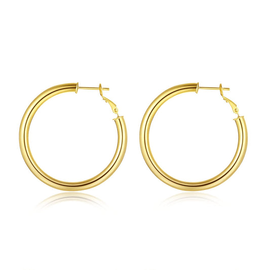 Doubnine Tube Hoop Earrings Gold Lightweight Large Earrings Women Fashion Jewelry (50mm, gold) Beauty & Personal Care Doubnine