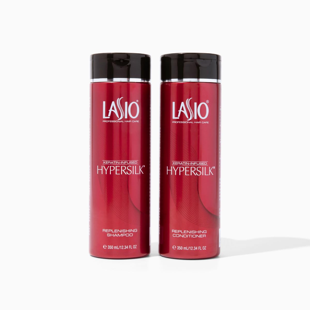 Lasio Replenishing Shampoo and Hair Conditioner Set with Amber Extract, Keratin & Jojoba Oil - Nourishing, Repairing, and Hydrating Formula for Soft