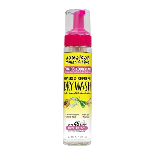 Jamaican Mango & Lime Braids Your Way Dry Wash - Gentle Cleansing Foam for Braids, Locs & Twists - No-Rinse Dry Shampoo for Scalp